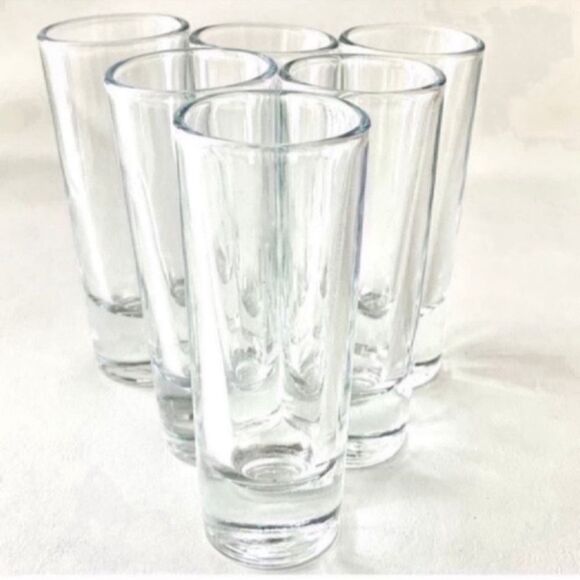 Vintage 2 oz. Heavy Glass Shot Glass Set of 6 - Picture 1 of 8